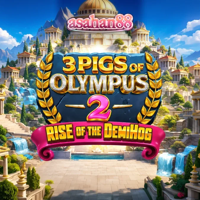 Tampilan visual slot 3 Pigs of Olympus 2 Rise of the DemiHog dengan tema mitologi babi